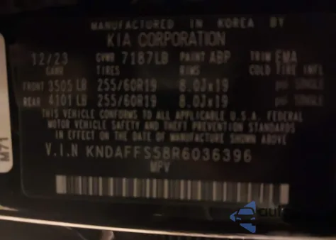 2024 Kia Ev9 Wind z USA, uszkodzony, nr VIN KNDAFFS58R6036396